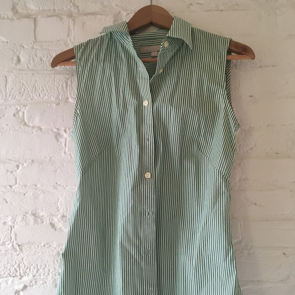 Banana Republic green stripe button down shirt - Picture 2 of 4